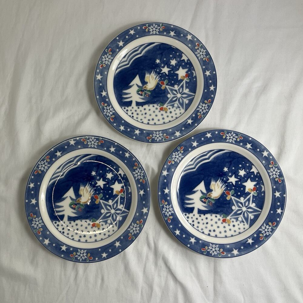 Epoch Noritake Mr Snowman Porcelain Salad Plates Set Of 3 pieces dishwasher safe